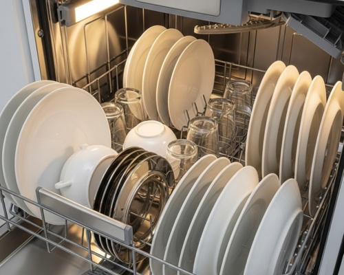 fully washed and dried dishes